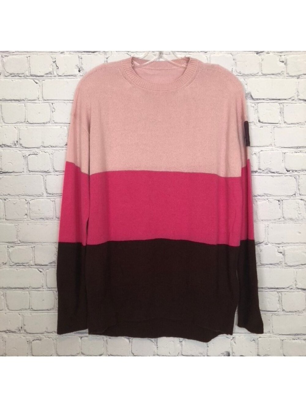 Moncler 100% Cashmere Colorblock Sweater Size S Pink